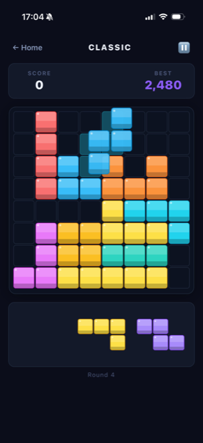 Classic mode gameplay on the 8×8 grid